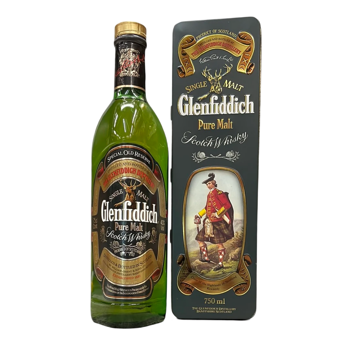 Glenfiddich Pure Single Malt Scotch Whisky Vintage Clan Kennedy 1980s